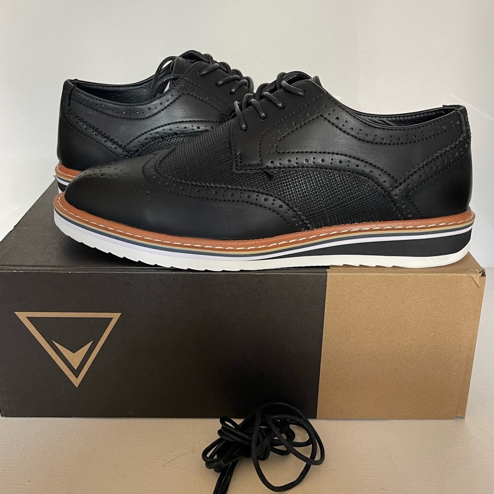 Vance Co. Mens Warrick Wingtip Derby Shoes,Black, Size 8 M NIB